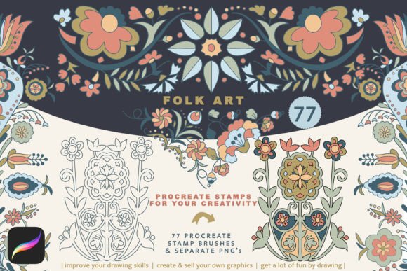 Folk Art Stamp Brushes for Procreate