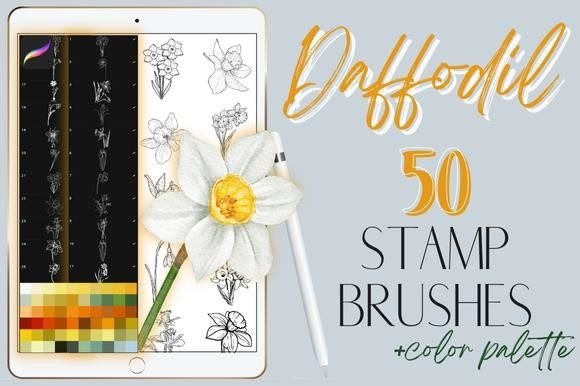 Integrating Procreate Daffodil Flowers Stamp Brushes into Your Digital Design Workflow