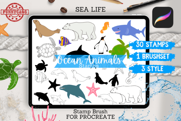 Ocean Animals Stamps for Procreate