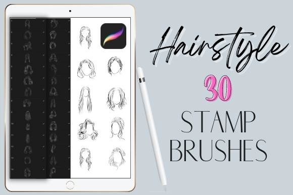 Procreate Hairstyle Stamp Brushes
