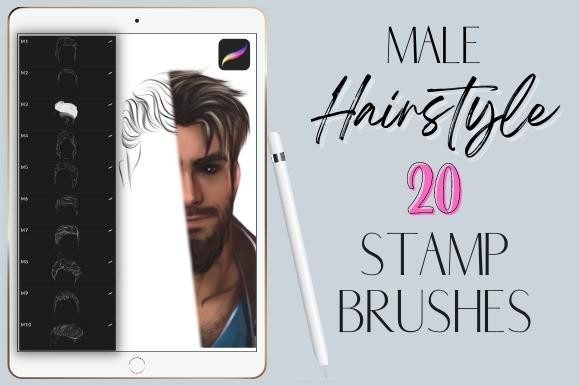Streamlining Character Design with Procreate Male Hairstyle Stamp Brushes